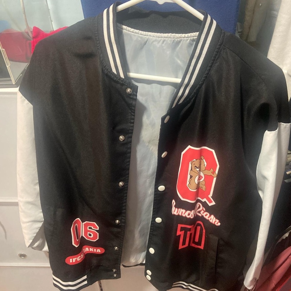 SHEIN Black and White Varsity Jacket
